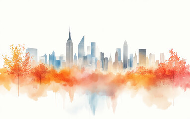 Fototapeta premium Minimalist graphic illustration of city and building Outlines