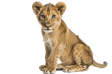 Ultra Quality Picture of Young Lion Cub Sitting, Cut Out  Stock Png