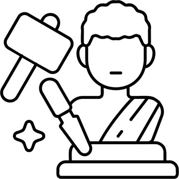 sculptor carving stone with hammer and chisel clip art preview