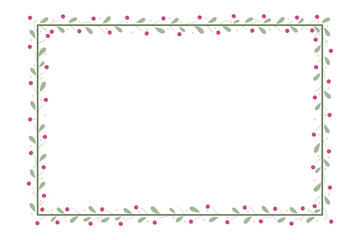 Green Rectangular Borders Frame With Red And Green Leaves Decoration