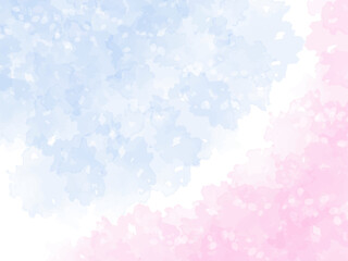 春の桜と花びらと青空イメージのテクスチャー背景素材。桜並木のイメージ。うっすら。ほんのり。ふんわり