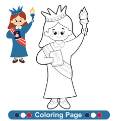 Independence Day USA coloring page. Coloring page for children. Color worksheet activity. Education about color. Education for preschool.