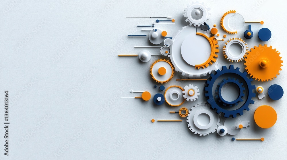 Poster A colorful image of gears and wheels with a white background