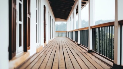 Hotel balcony chaos a scenic view of serenity and disarray in a vibrant outdoor space