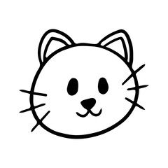 Cute Cat Head Doodle Illustration 