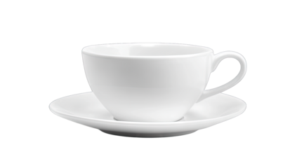 a simple white teacup and saucer set elegantly designed for serv