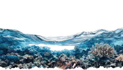 an underwater scene showcasing vibrant coral reefs beneath a cle