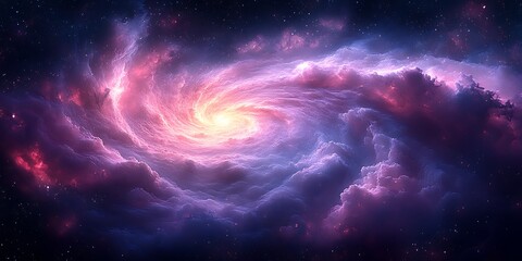 Obraz premium A vibrant swirling galaxy of glowing colors in deep space