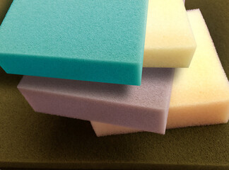 stack of colorful sponges. cuboid pieces