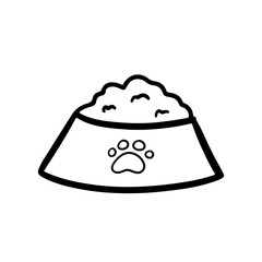 Cute Bowl of Cat Food Doodle Illustration on Transparent Background 