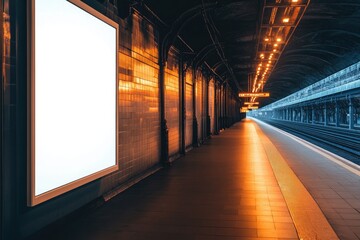 High Definition Image of Blank Exhibition Wall Mockup at a Train Station