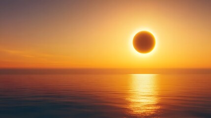 Sunrise with a glowing solar eclipse, symbolizing cosmic harmony and celestial wonder