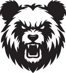 Fototapeta premium angry panda head vector illustration, panda head clipart, panda head silhouette vector black and white