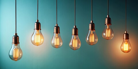 Illuminating Ideas A Row of Vintage-Style Pendant Lights Against a Teal Wall