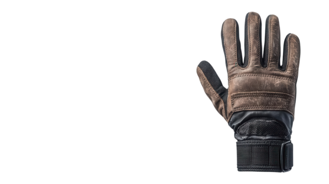 The Protector: A weathered work glove, revealing the marks of hard work and reliability, a symbol of protection and the relentless pursuit of craft, presented on a backdrop of simplicity.