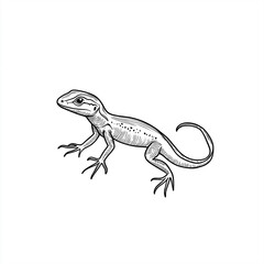 Naklejka premium Simple line art of a lizard in vector format on a plain white background