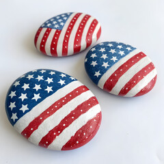 Obraz premium patriotic american flag painted stnes on white background 