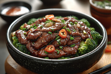 Fototapeta premium Award winning Photography of Beef with Broccoli. Award winning Photography