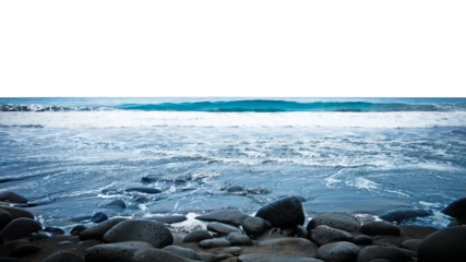 PNG Businessman standing with an umbrella in the ocean collage element, transparent background
