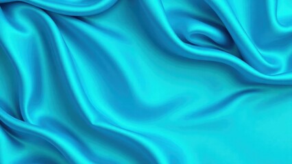 Beautiful blue green silk satin background. Wavy soft folds. Luxurious silky fabric backdrop with space for product and design. Web banner.