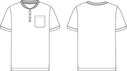 Short sleeve polo shirt technical drawing fashion flat sketch vector illustration template with tech pack details