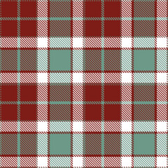 Smoky Blood and Pale Greyish Teal Seamless Tartan Textile Design