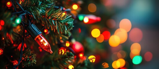 Festive Christmas tree lights bokeh