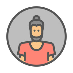Beard man avatar filled outline icon. male avatar color line illustration.
