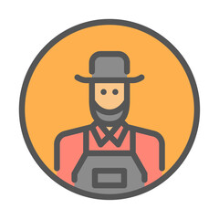 Male farmer avatar filled outline icon. farmer avatar color line illustration.
