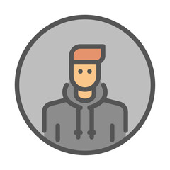 Man wear hoodie avatar filled outline icon. casual avatar color line illustration.
