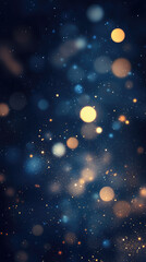 Obraz premium Elegant deep blue background with golden bokeh lights