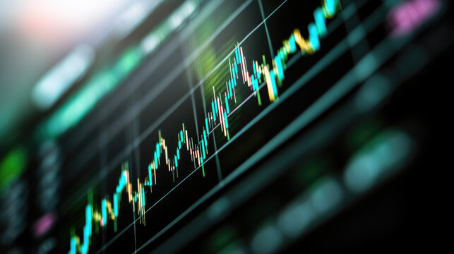Green stock chart visualizing a rising growth trend