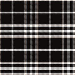 Neon White and Deep Almost Black Seamless Tartan Textile Design