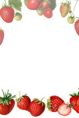 Hand drawn natural fresh strawberries frame illustration
