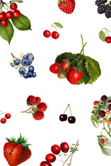 Hand drawn mixed berries patterned background