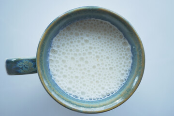 banana milk shake in a glass 