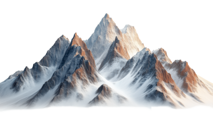 Mountain Range Peaks, Snow Covered Slopes, Transparent