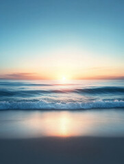 Colors of the sky blend beautifully with the ocean at sunset over calm waters