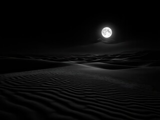 Enigmatic Desert Landscape Under the Moonlight