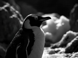 Naklejka premium Majestic Penguin on Rocky Shore