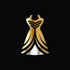 Wedding Dress Logo Design. Elegant and Luxury Logo Design. Hanger with bow tie and mustache. Luxury design. Vector illustration.