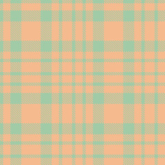 Rich Greenish Grey and Muted Peach Seamless Tartan Textile Design
