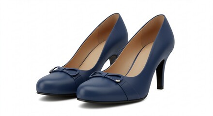 Elegant Navy Blue Women s High Heels with Bow Detail Stylish Formal Footwear