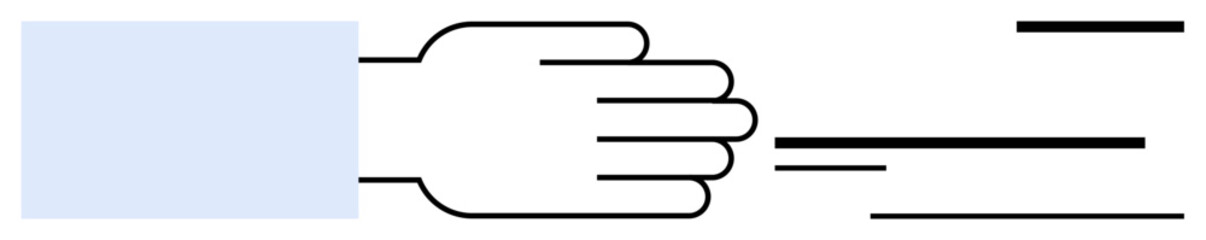 Hand extended forward with swift lines conveying motion, speed, assistance, or offering. Ideal for themes thumbs up teamwork, connection, help, donation, outreach charity support flat simple