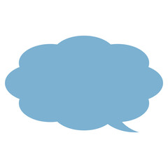 吹き出し　雲形　シンプル　青