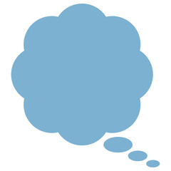 吹き出し　雲形　シンプル　青