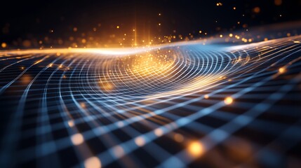 Fototapeta premium Gravity waves and quantum particles merge in a surreal dance, exploring the fabric of spacetime. 