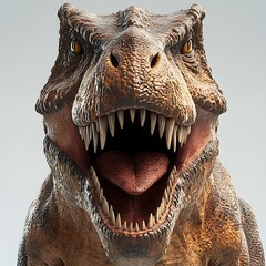Tyrannosaurus Rex Close-up of a fearsome dinosaur's head and jaws.