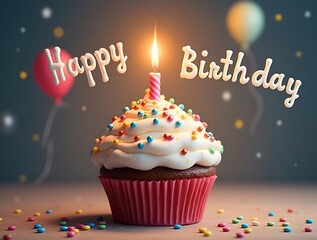 happy birthday cupcake with candle