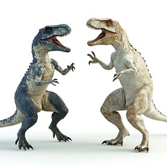 Fototapeta premium Two Prehistoric Predators A 3D Render of Dinosaurs Facing Off.
